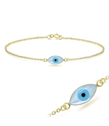 Gold Plated Huge Evil Eye Silver Bracelet BRS-206-GP